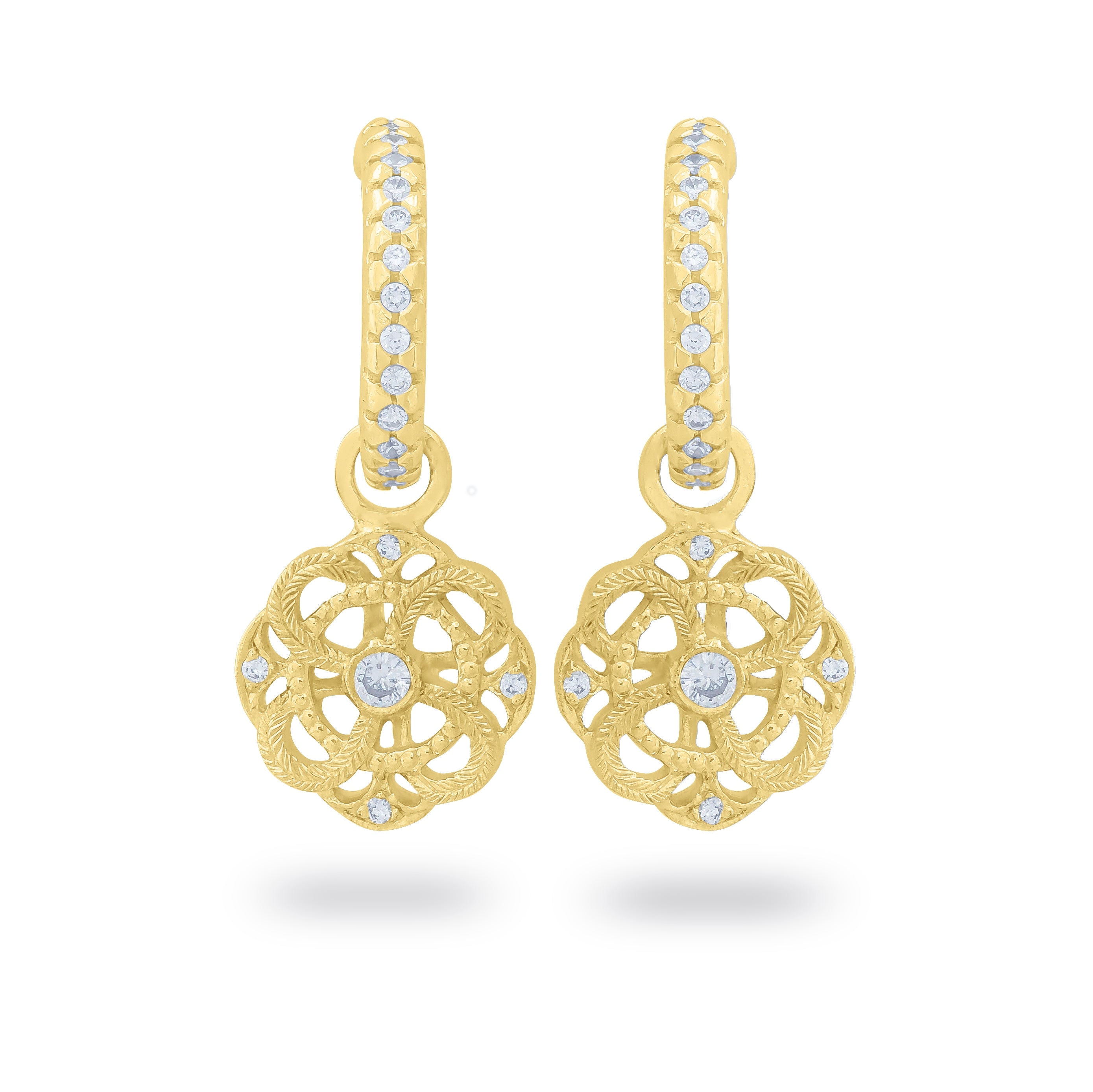 Vintage Knot Charm Diamond Dangle Earrings by Jolie Designs