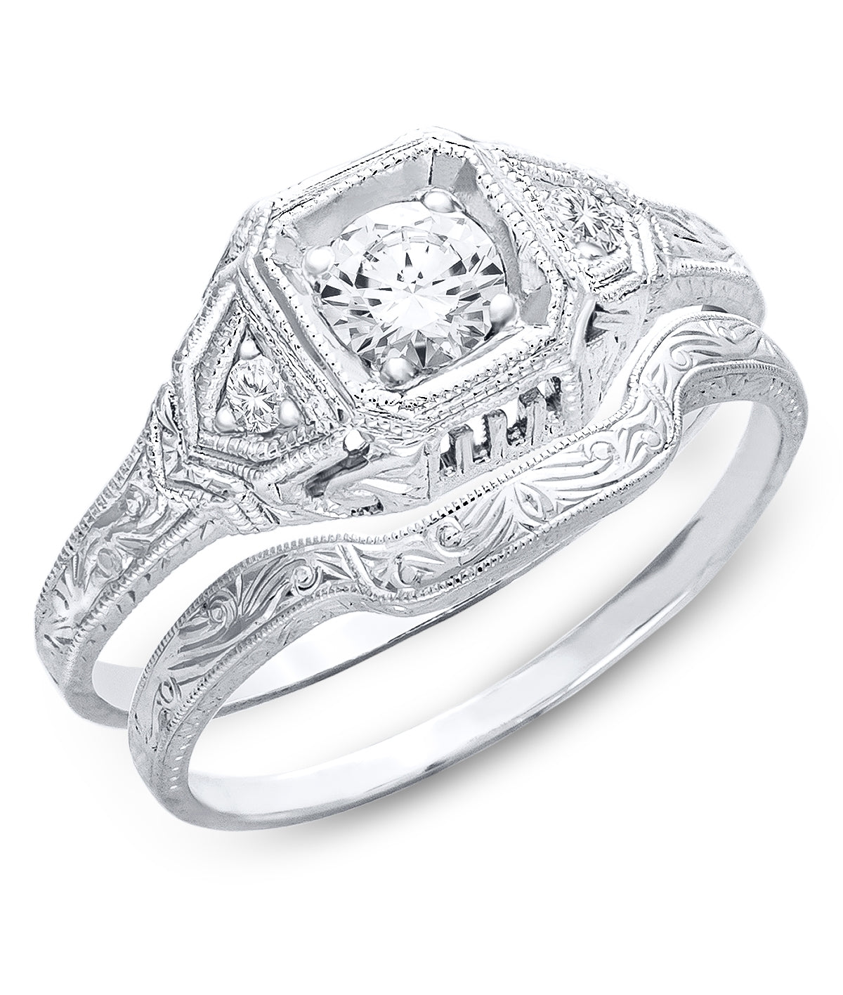 Vintage Art Deco Inspired Petite Diamond Engagement Ring by Jolie Designs