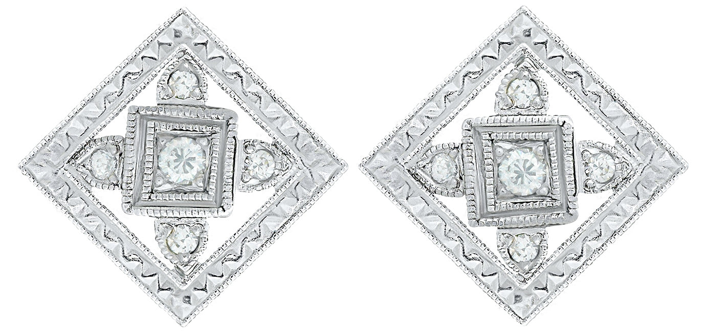 Square Shaped Diamond Stud Earrings by Gordon Clark