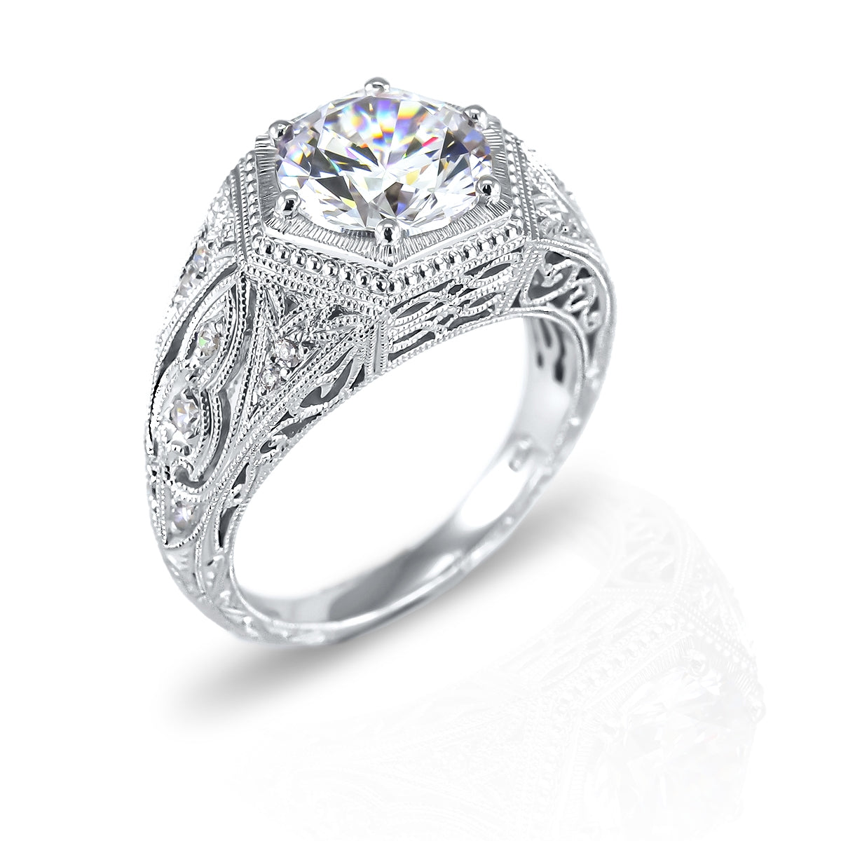Vintage Inspired Diamond Engagement Ring by Jolie Designs