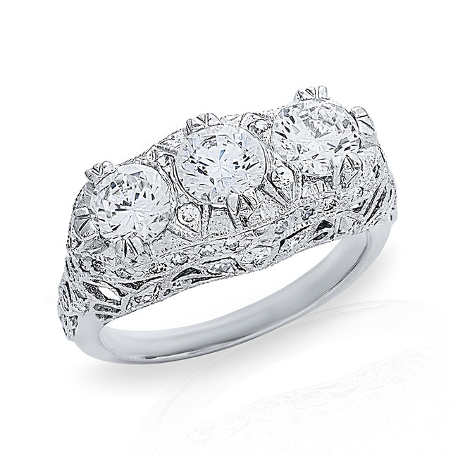 Gordon Clark Antique Inspired Mill Grain Diamond Engagement Ring by Jolie Designs