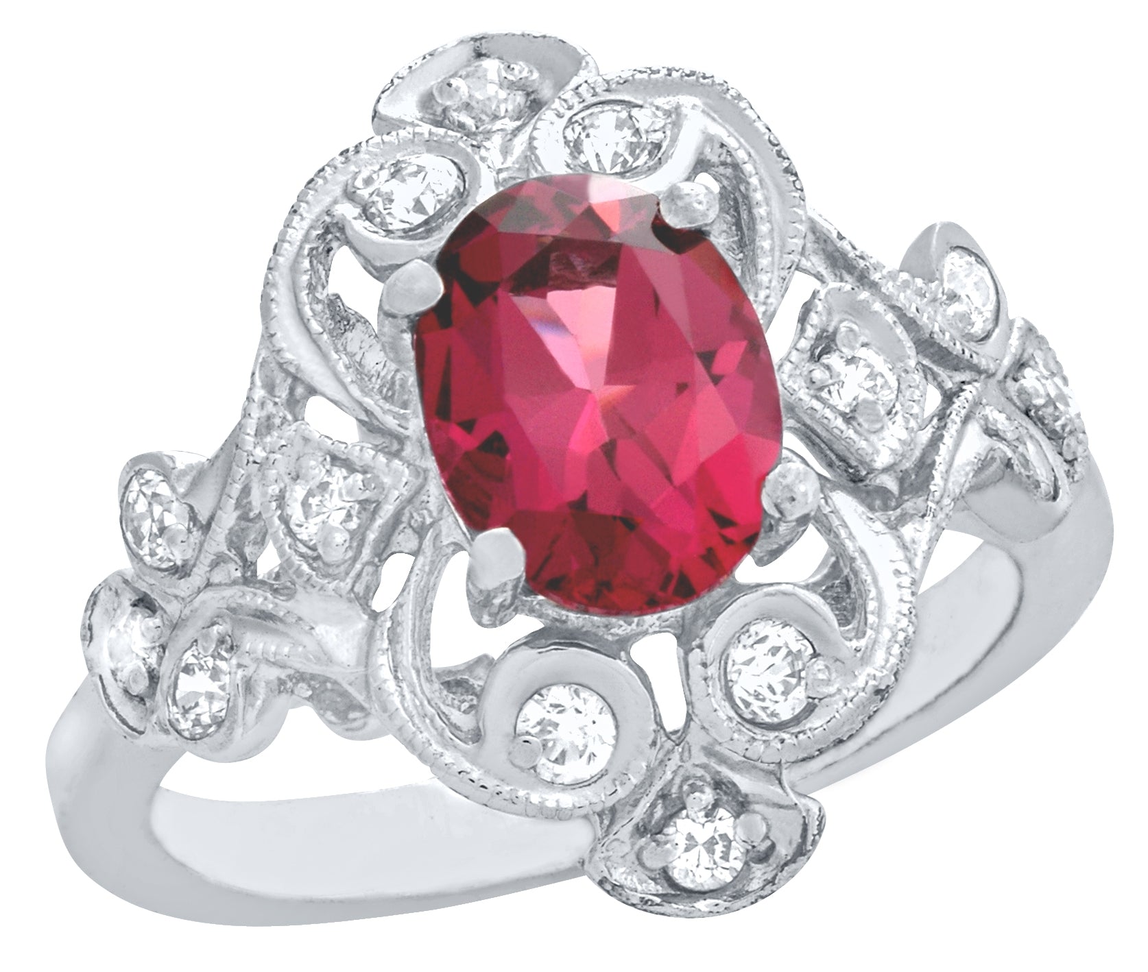 Gordon Clark Antique Inspired Pink Sapphire and Diamond Engagement Ring by Jolie Designs