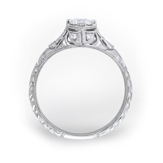 Antique Inspired Diamond Engagement Ring with Mill Graining by Gordon Clark