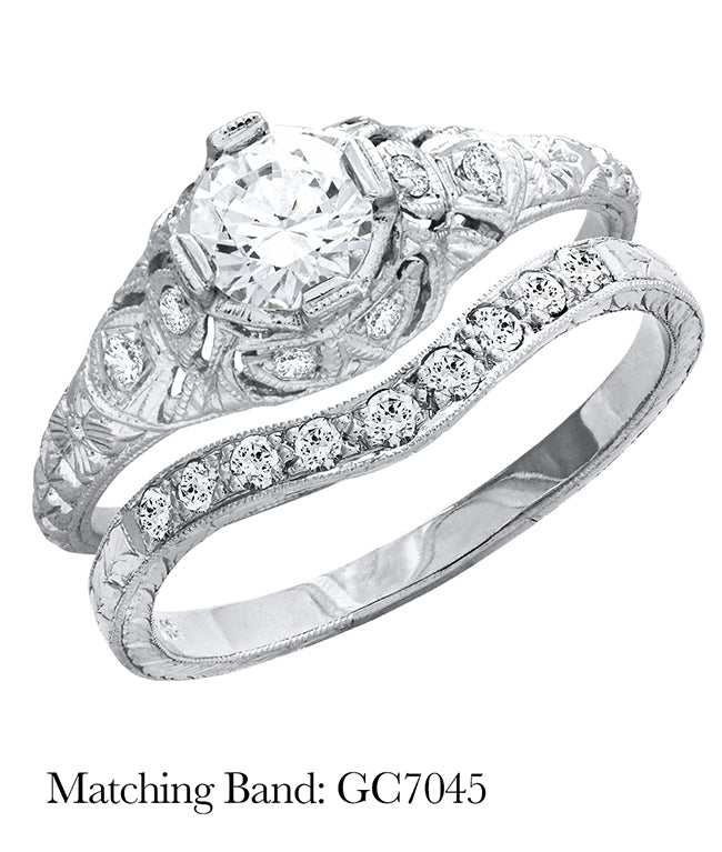 Antique Inspired Diamond Engagement Ring with Mill Graining by Gordon Clark
