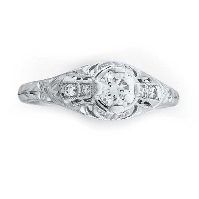 Antique Inspired Diamond Engagement Ring with Mill Graining by Gordon Clark