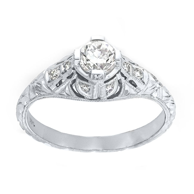 Antique Inspired Diamond Engagement Ring with Mill Graining by Gordon Clark