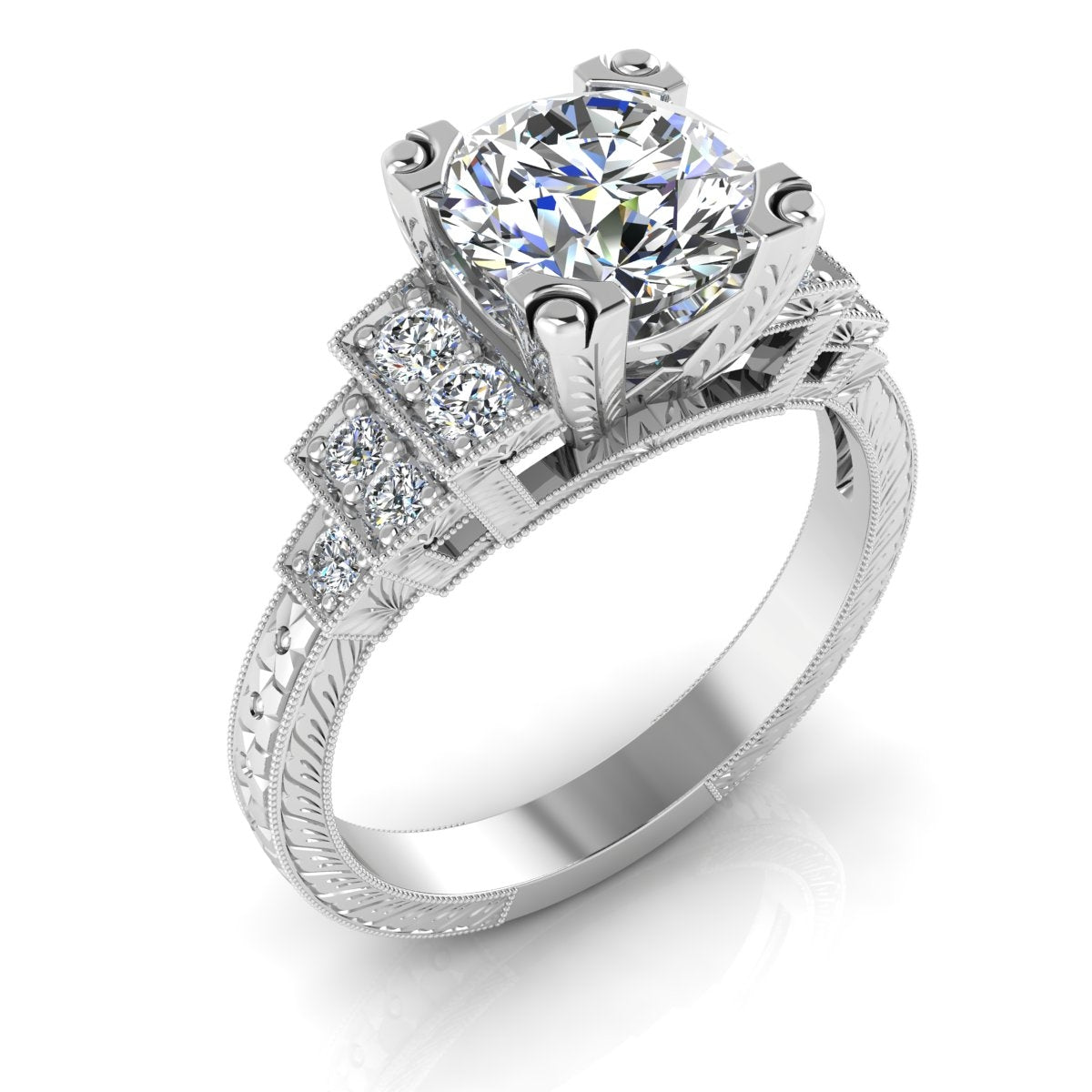 Gordon Clark Antique Inspired Diamond Engagement Ring with Step Down Design by Jolie Designs