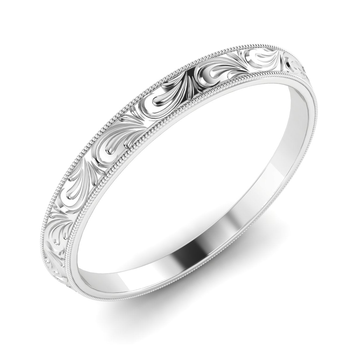 White Gold Hand Engraved Angled Eternity Band by Jolie Designs