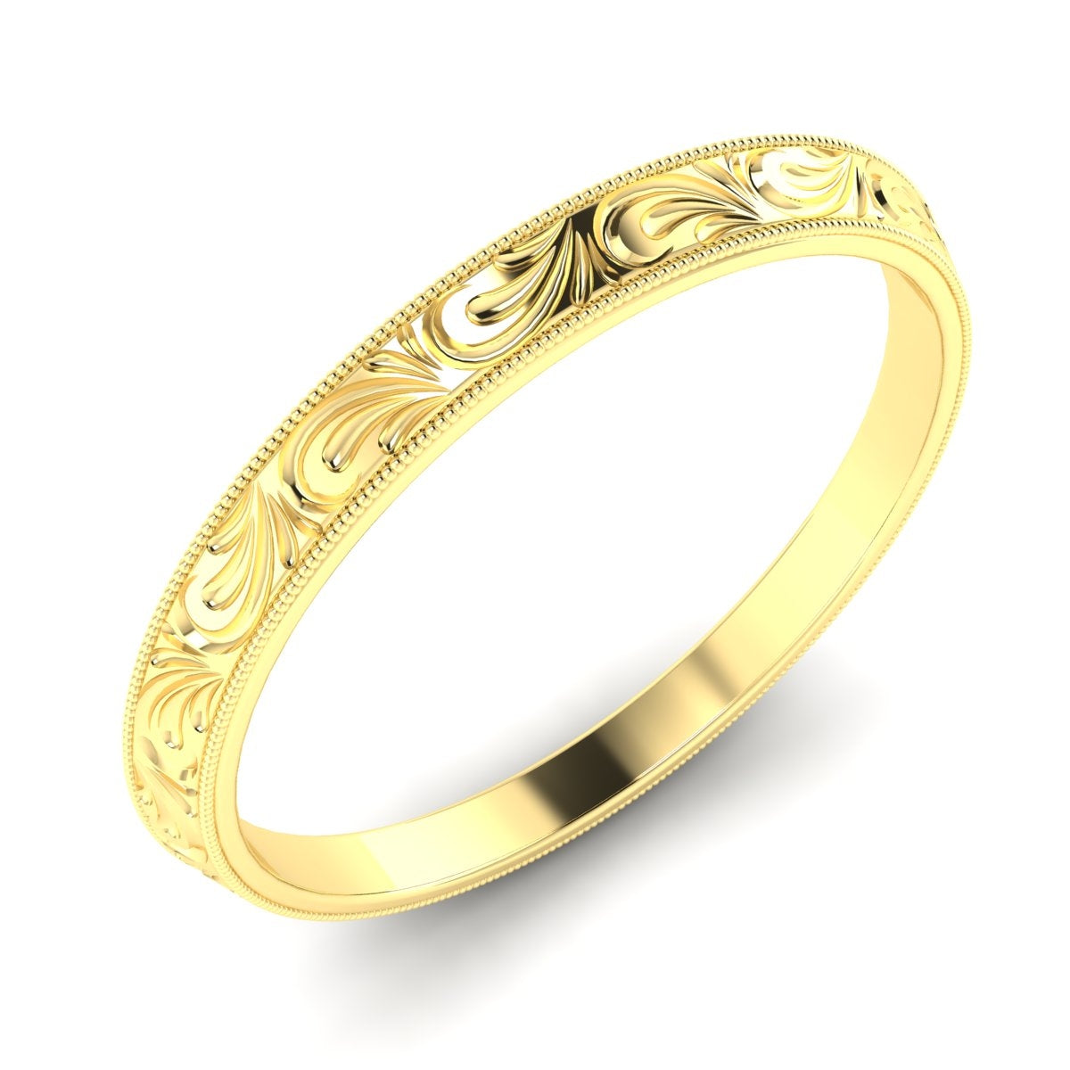 White Gold Hand Engraved Angled Eternity Band by Jolie Designs