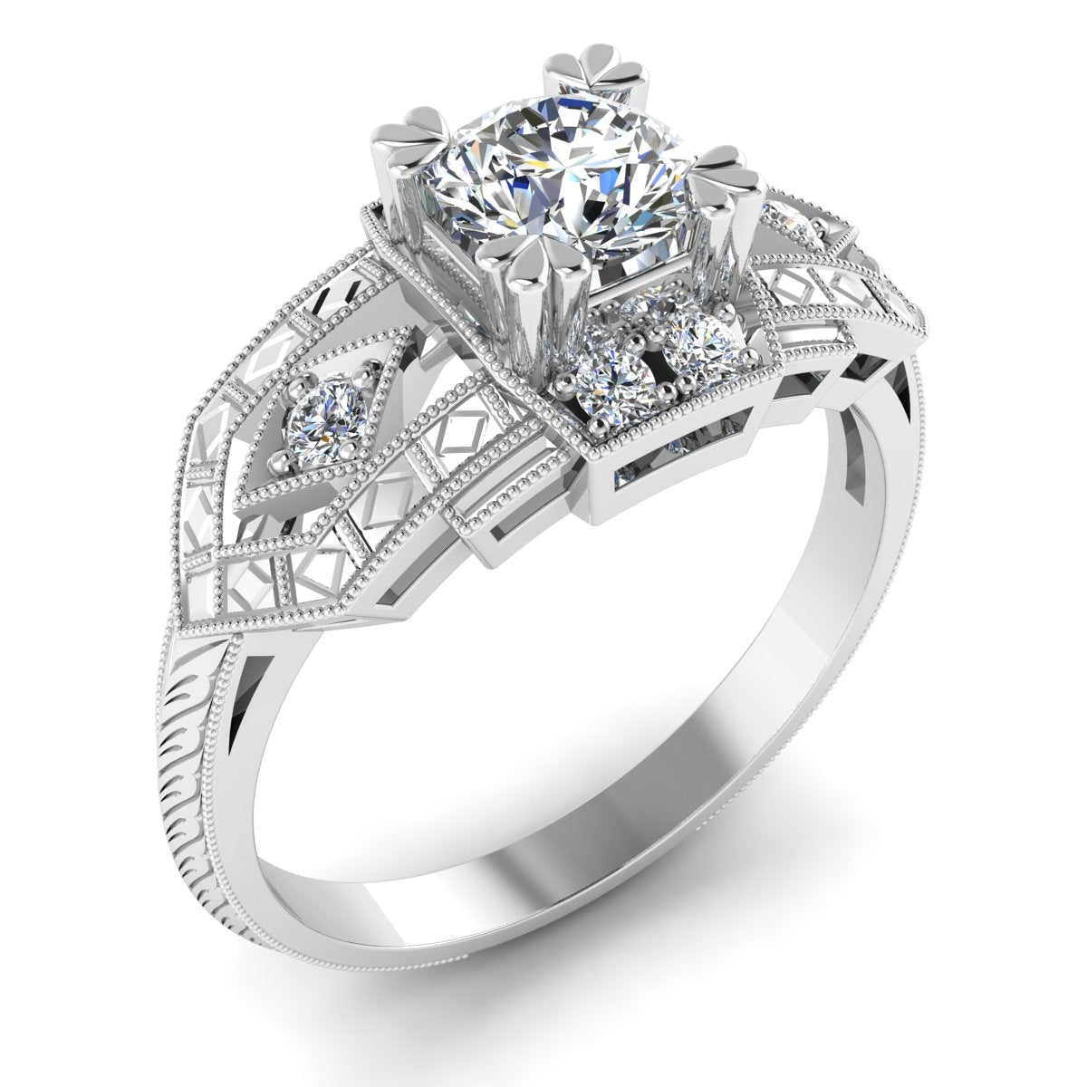 Antique Petite Diamond Star Engagement Ring by Jolie Designs
