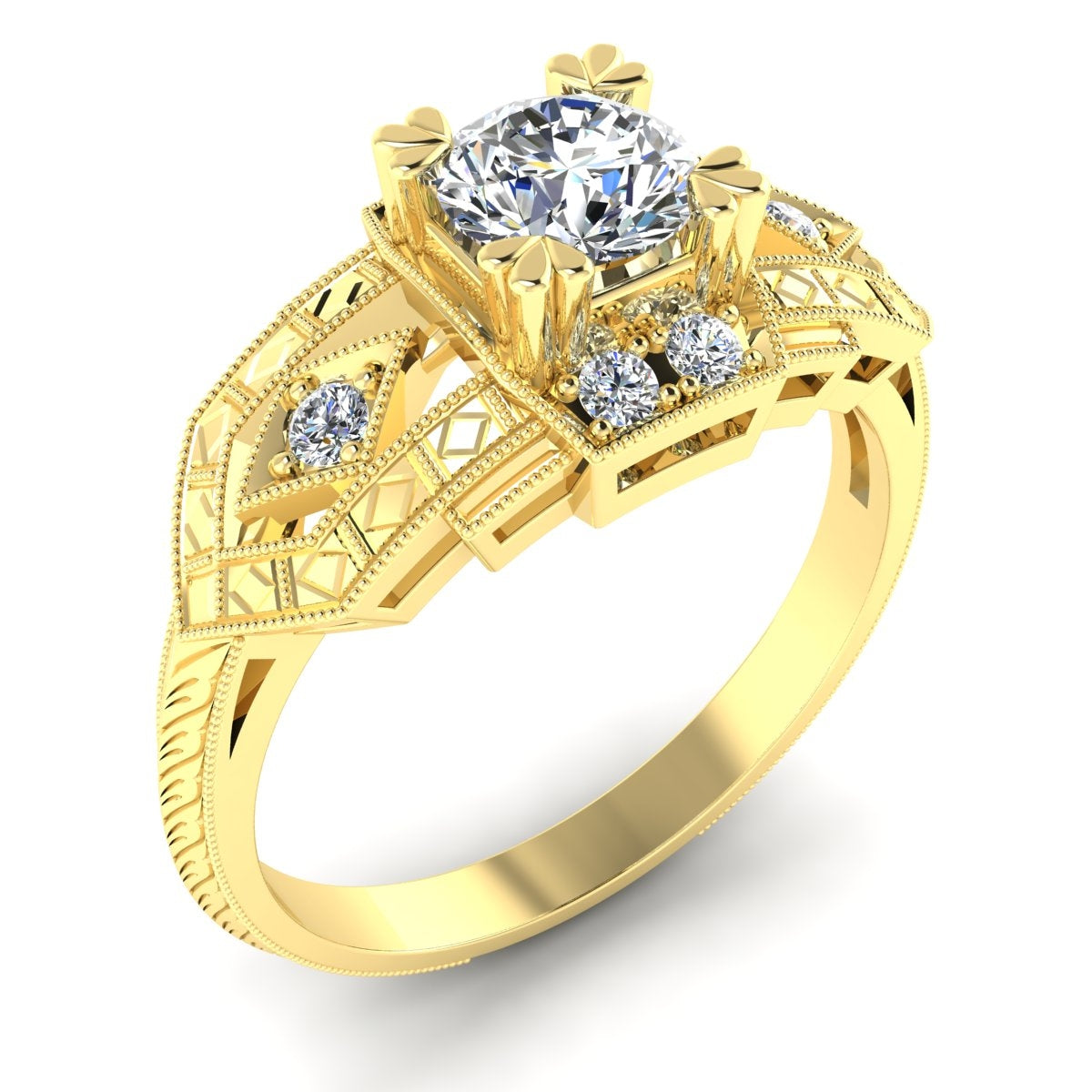 Antique Petite Diamond Star Engagement Ring by Jolie Designs