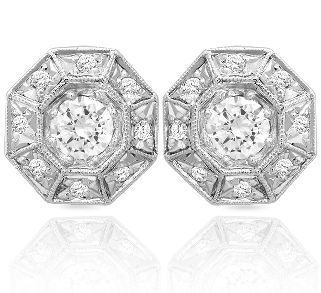 Octagon Milgrain Customizable Earrings by Jolie Designs