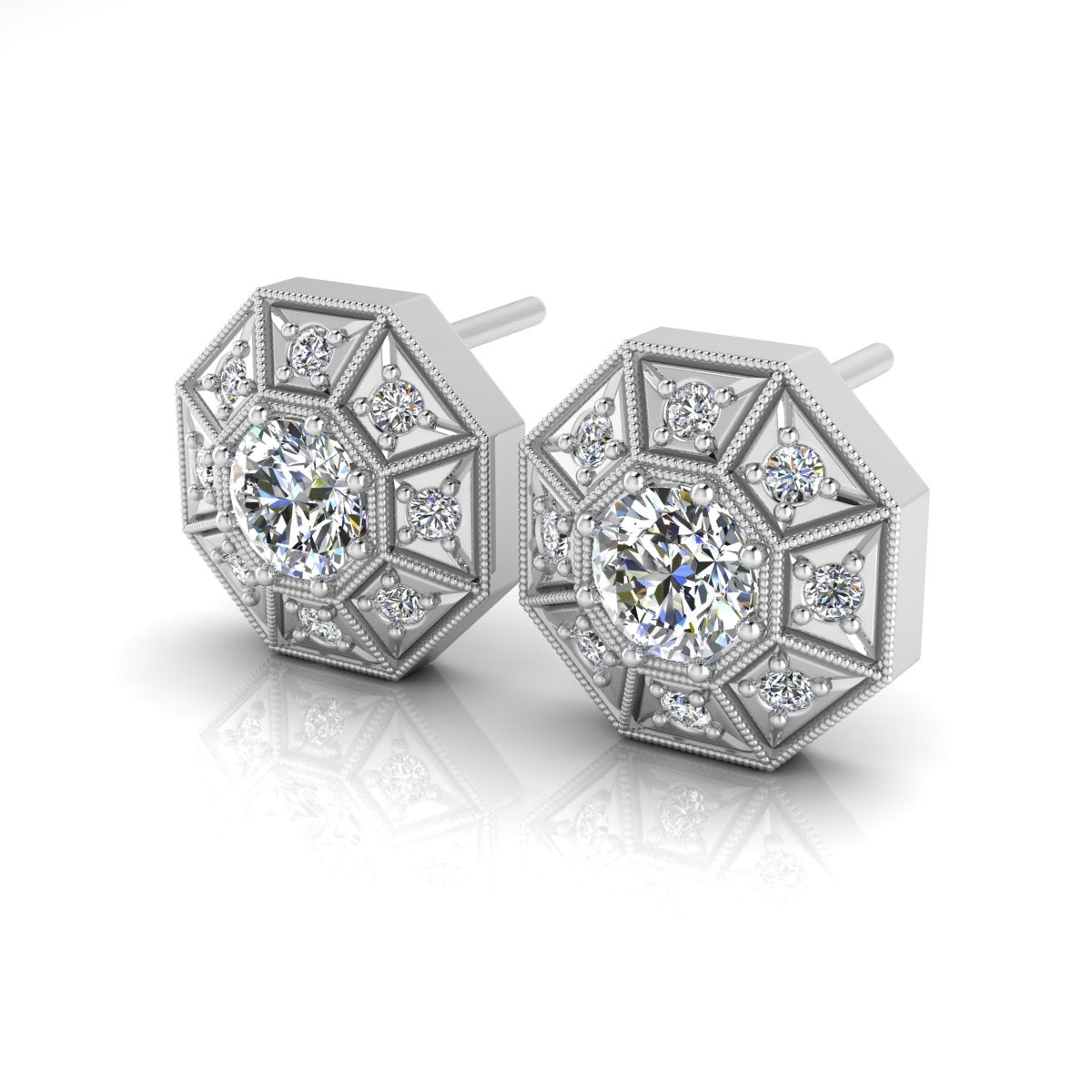 Octagon Milgrain Customizable Earrings by Jolie Designs