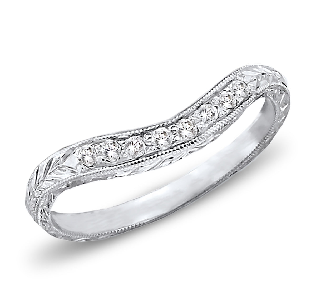 Antique Inspired Diamond Curved Guard Band by Gordon Clark