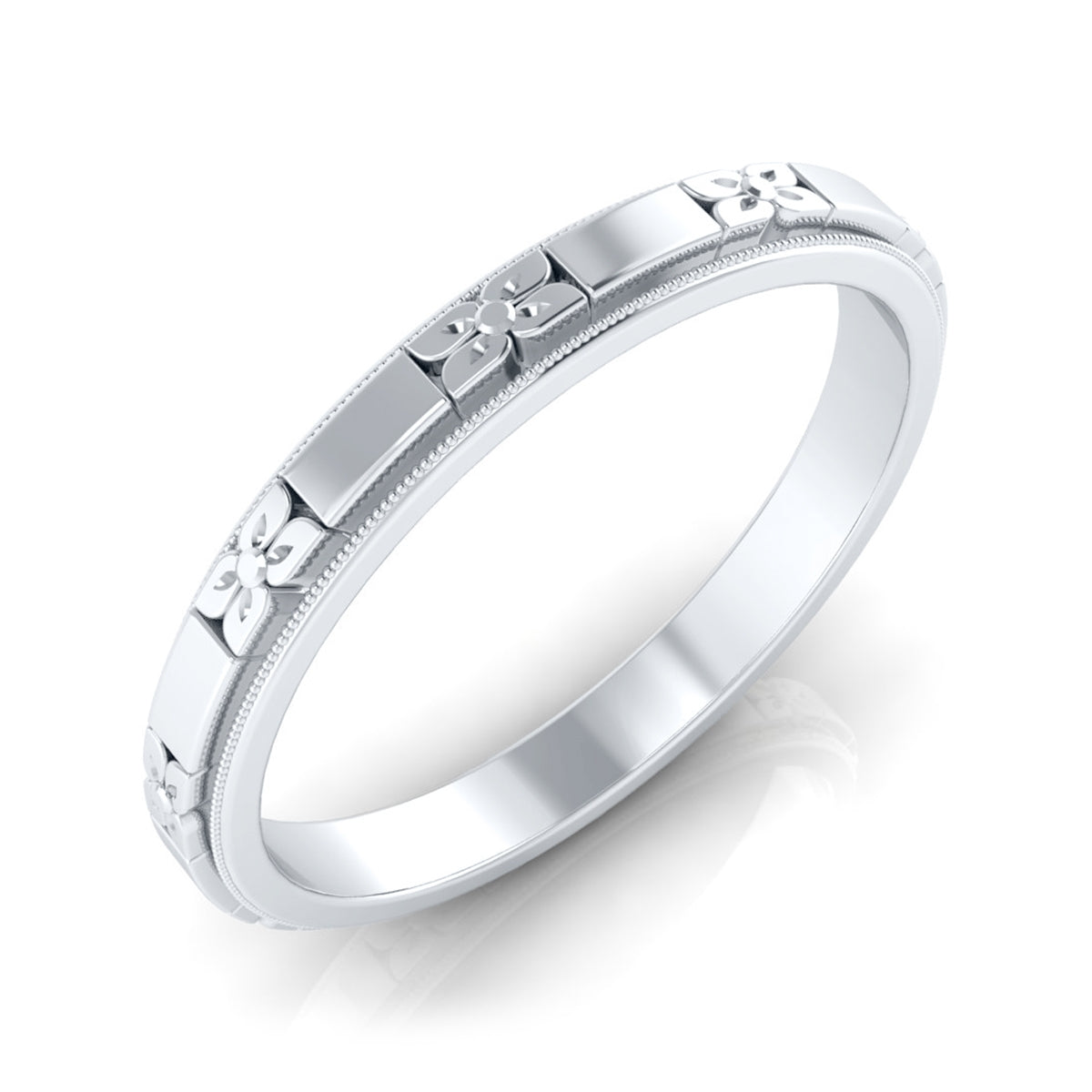 White Gold 4-Petal Flower and Dash Eternity Band by Jolie Designs