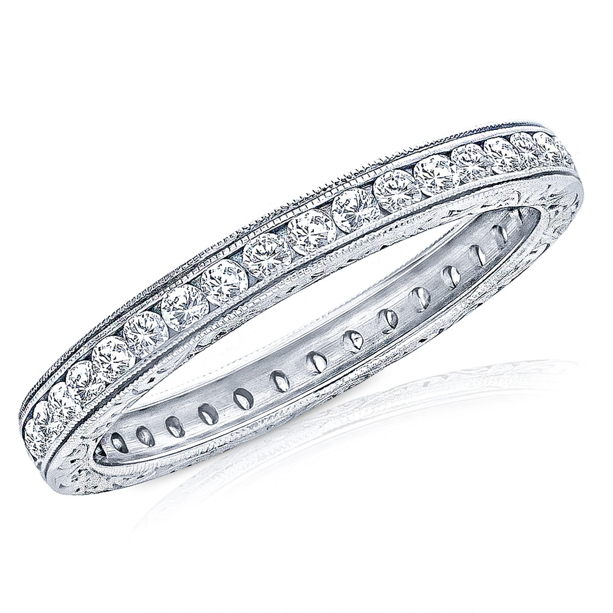 Gordon Clark Engraved Pave and Channel Set Diamond Band by Jolie Designs