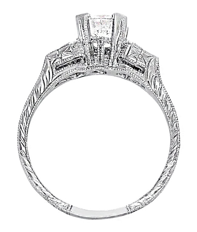 Antique Inspired Petite Diamond Engagement Ring with Hexagon Sides by Gordon Clark