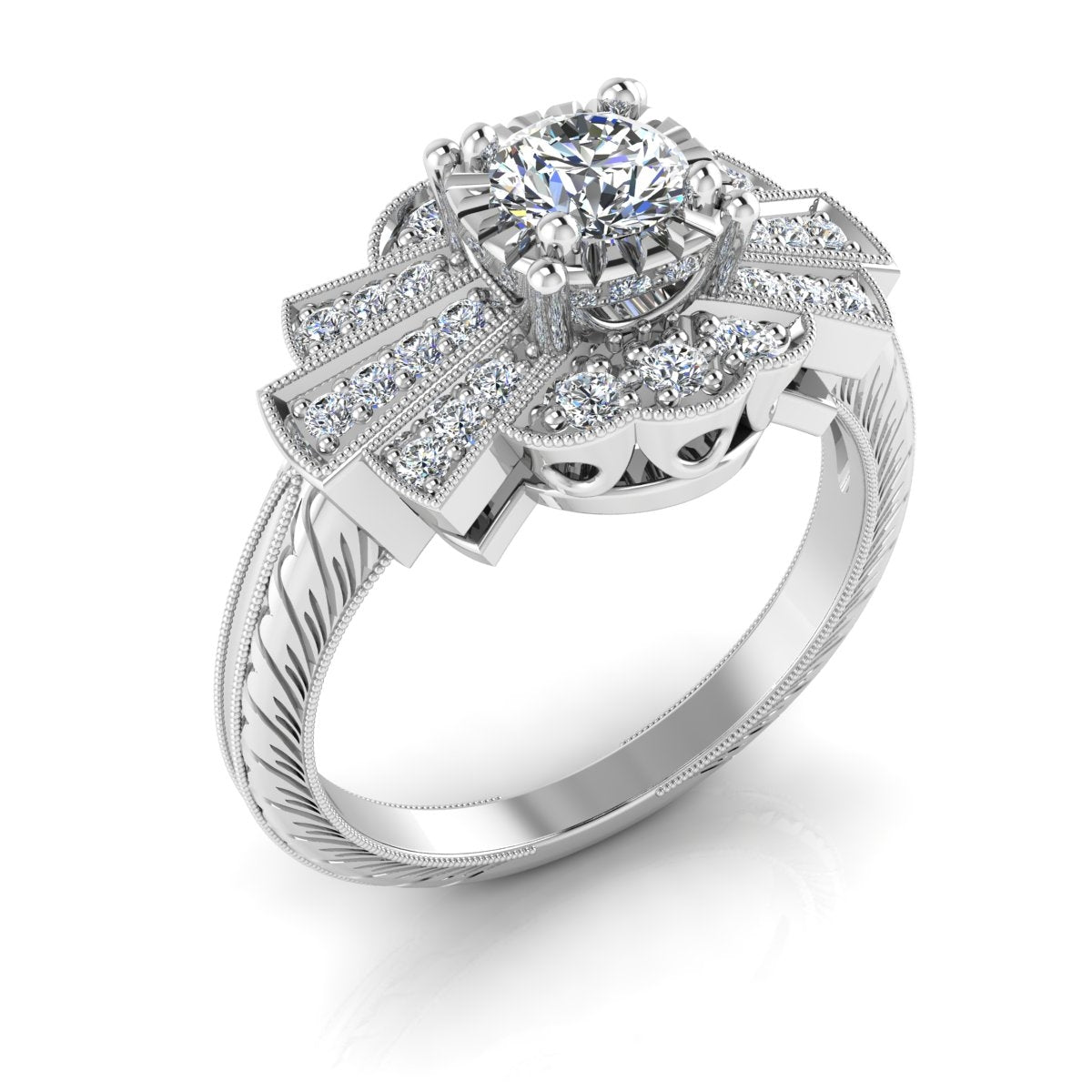 Antique Petite Bow Tie Diamond Engagement Ring by Jolie Designs