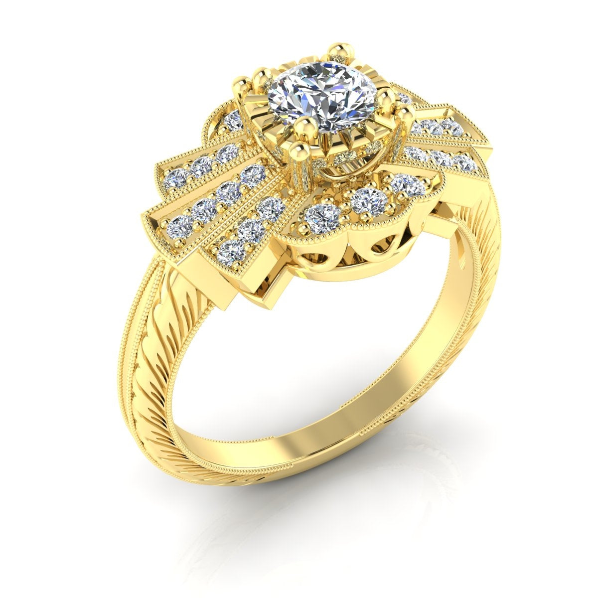 Antique Petite Bow Tie Diamond Engagement Ring by Jolie Designs