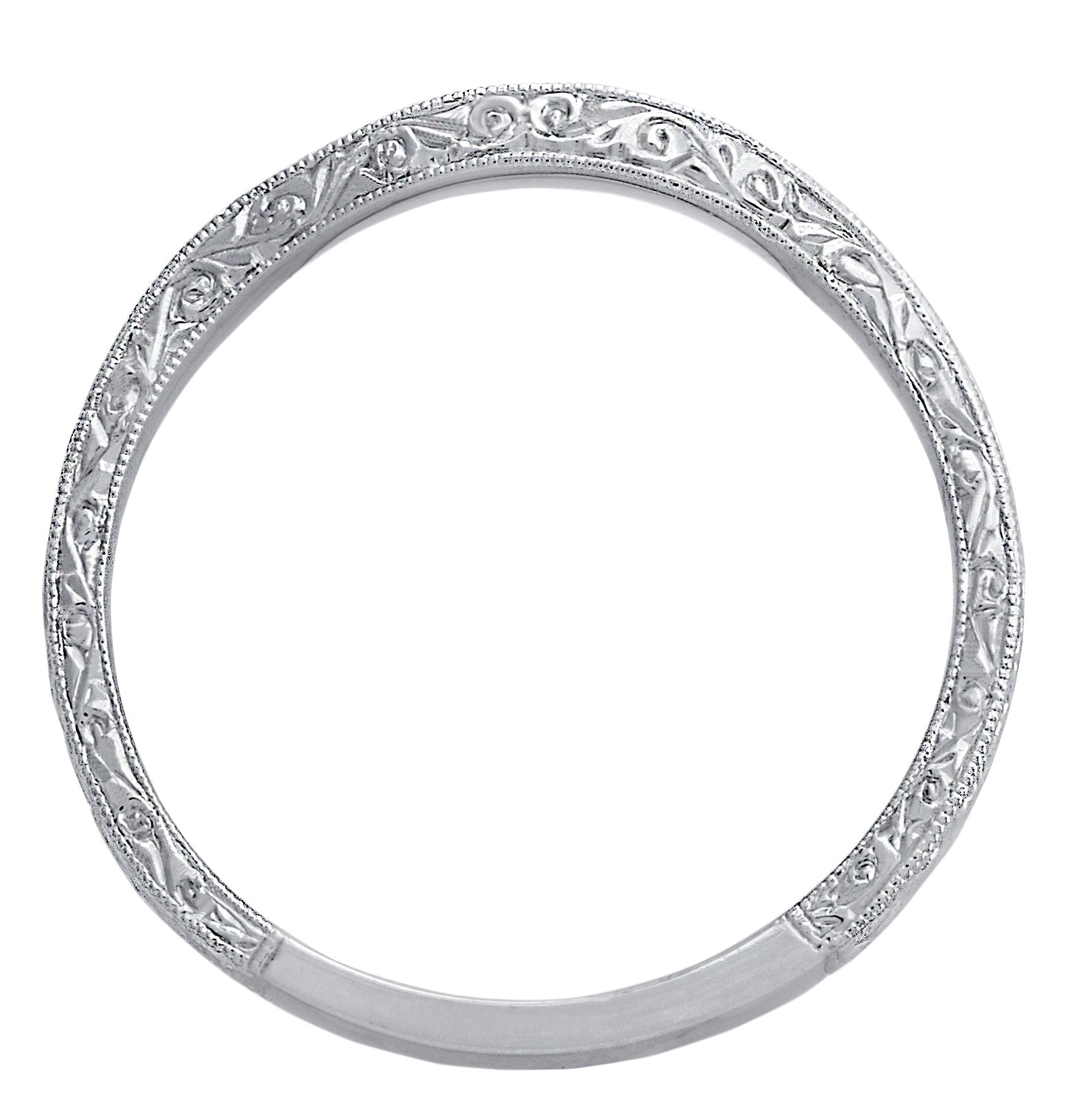 Antique Inspired Hand Engraved Diamond Curved Guard Band by Jolie Designs