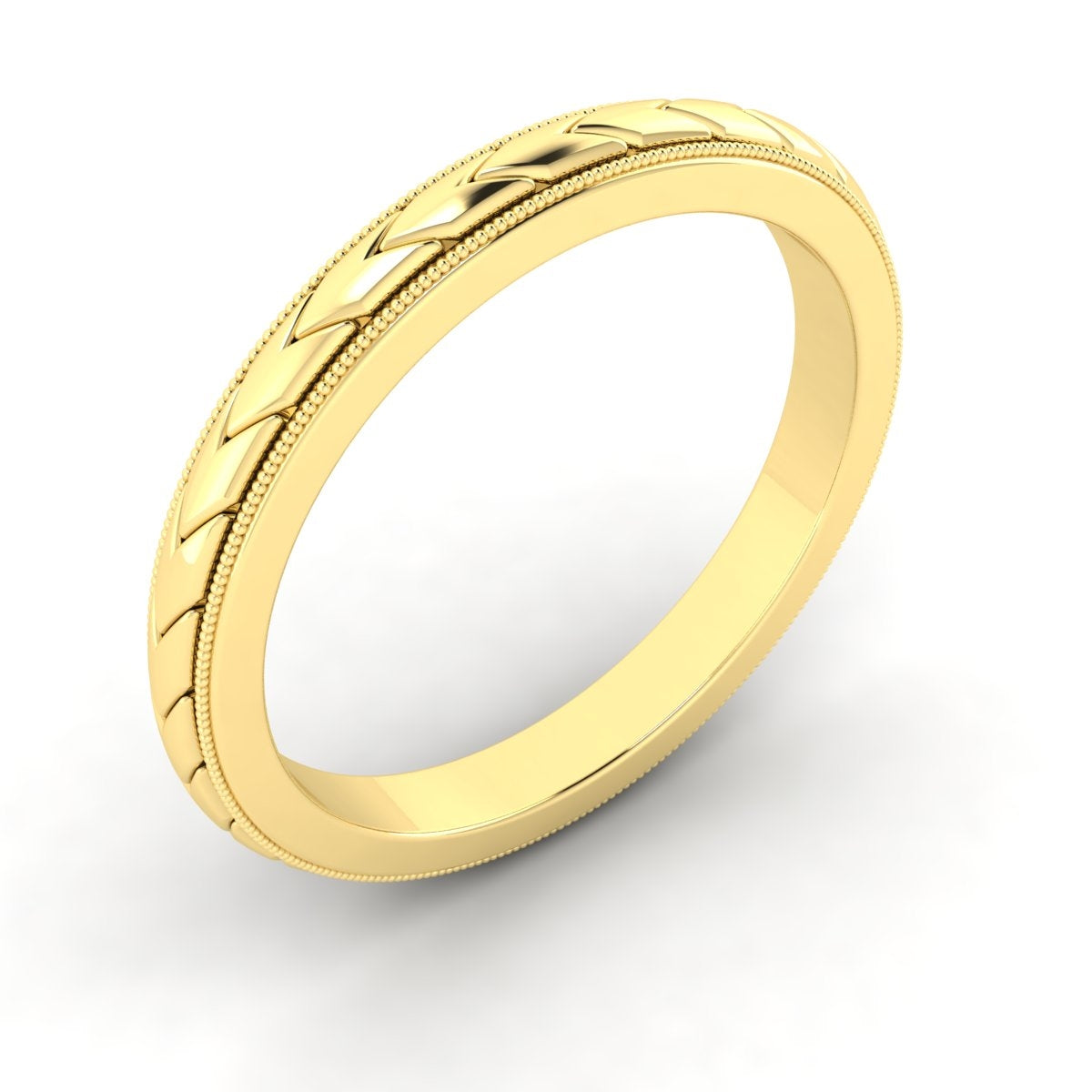 Hand Engraved White Gold Wheat Pattern Eternity Band by Jolie Designs