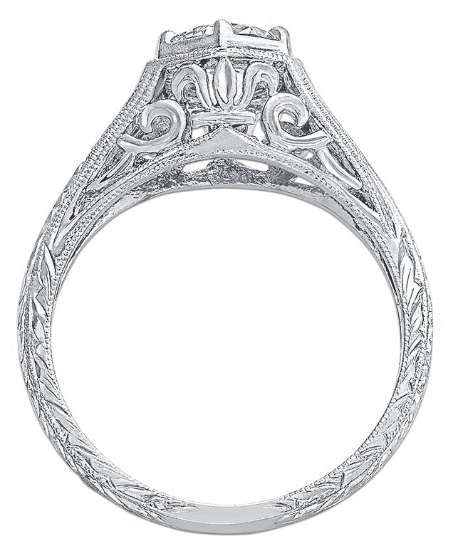 Antique Inspired Hexagon Shape Diamond Engagement Ring GC8082 by Jolie Designs