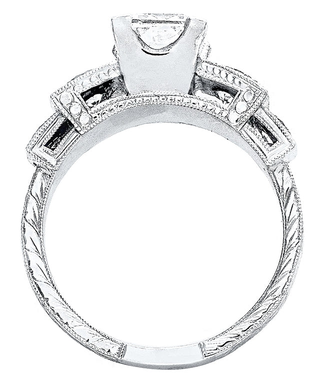 Antique Inspired Diamond Engagement Ring with Milgrain and Hand Engraving by Jolie Designs