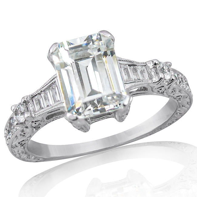 Gordon Clark Antique Inspired Emerald Cut Diamond Engagement Ring by Jolie Designs