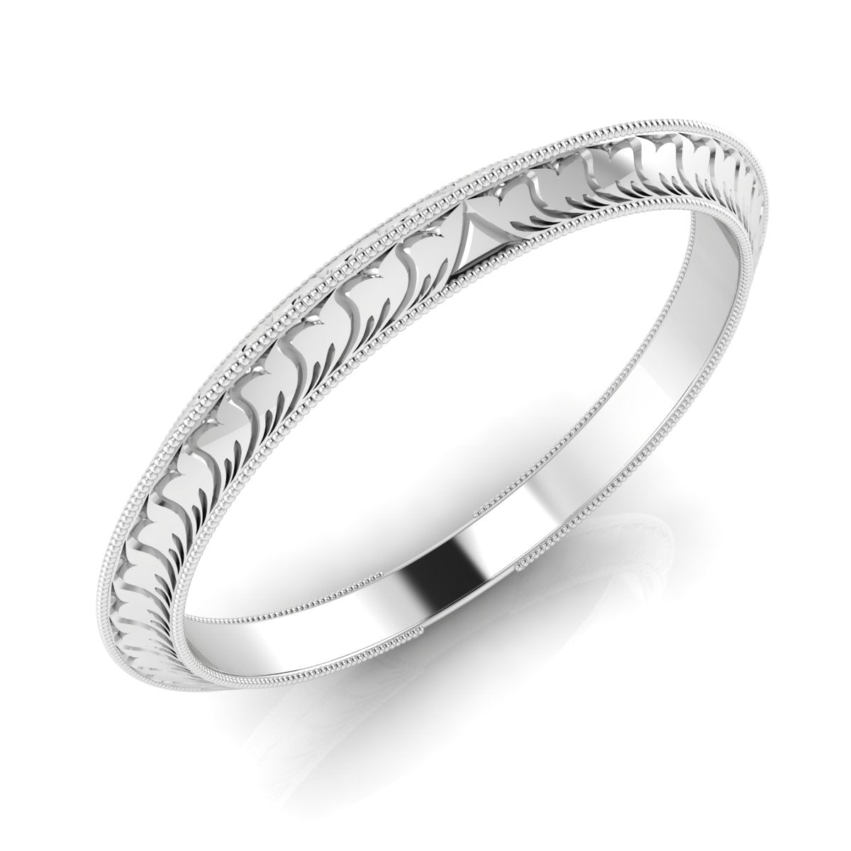 Hand Engraved Wheat Pattern Knife Edge Angled Eternity Band by Jolie Designs