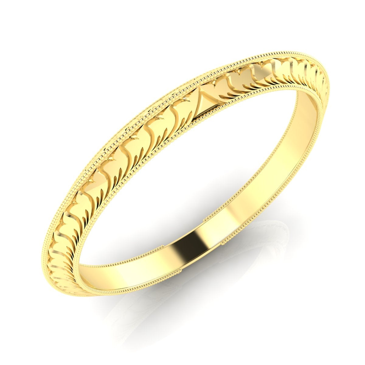 Hand Engraved Wheat Pattern Knife Edge Angled Eternity Band by Jolie Designs