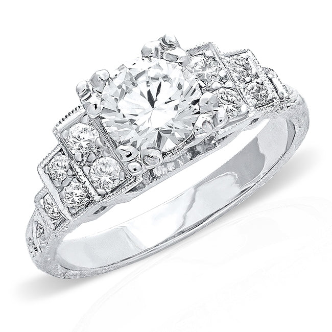 Antique Inspired Step Down Diamond Engagement Ring by Jolie Designs
