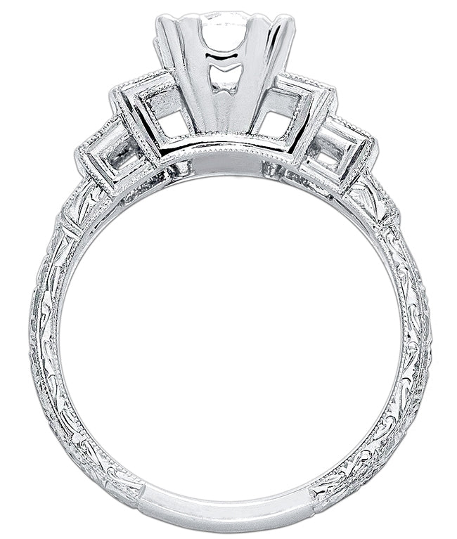 Antique Inspired Step Down Diamond Engagement Ring by Jolie Designs