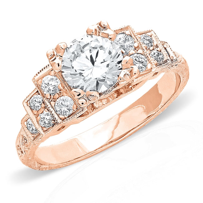 Antique Inspired Step Down Diamond Engagement Ring by Jolie Designs