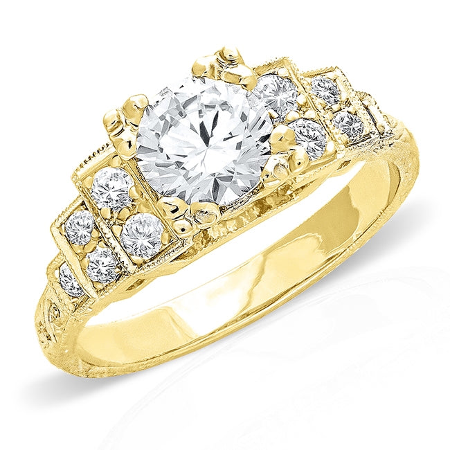 Antique Inspired Step Down Diamond Engagement Ring by Jolie Designs