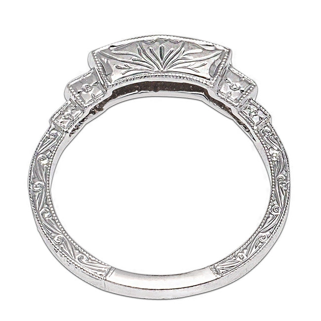 Antique Inspired Diamond Guard Band for Semi Mount with Mill Graining by Gordon Clark