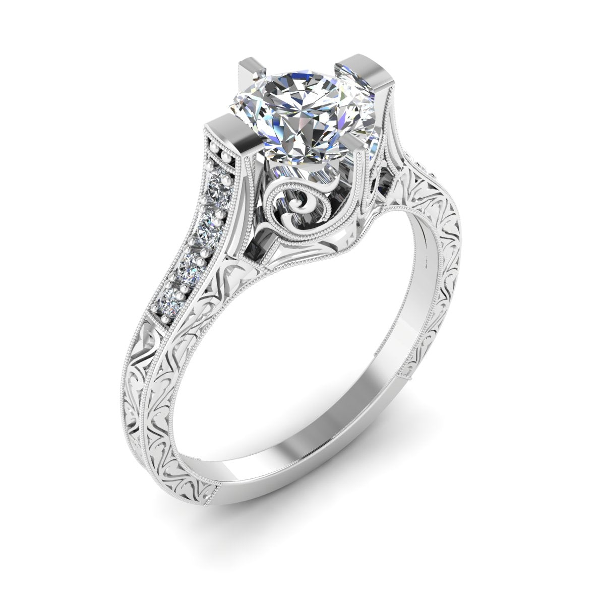 Vintage Inspired Petite Diamond Engagement Ring by Jolie Designs