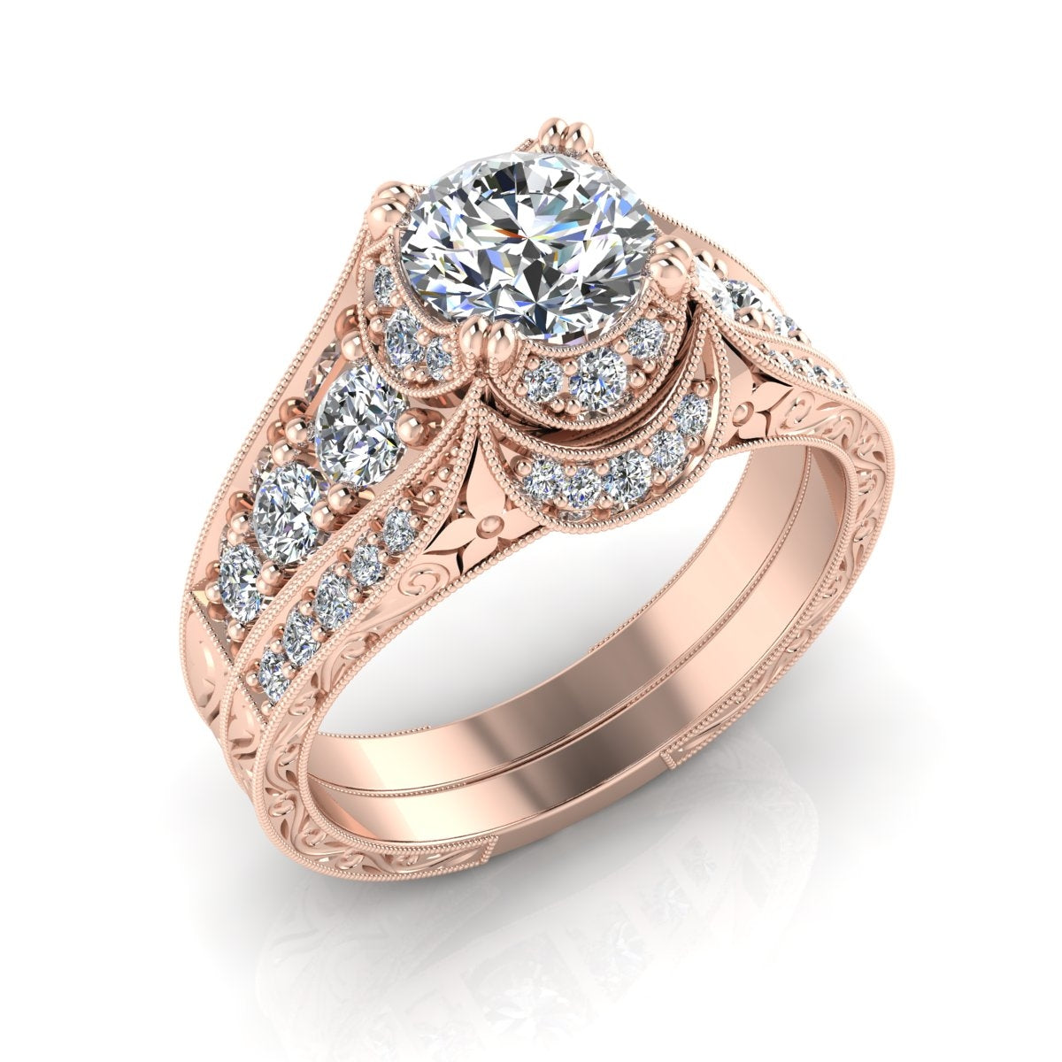 Art Deco Inspired Scalloped Diamond Engagement Ring by Gordon Clark