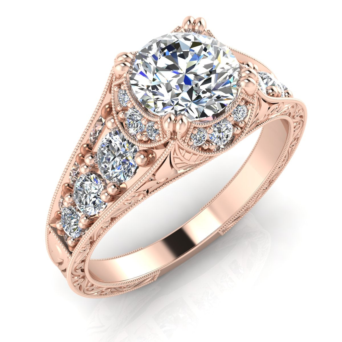 Art Deco Inspired Scalloped Diamond Engagement Ring by Gordon Clark