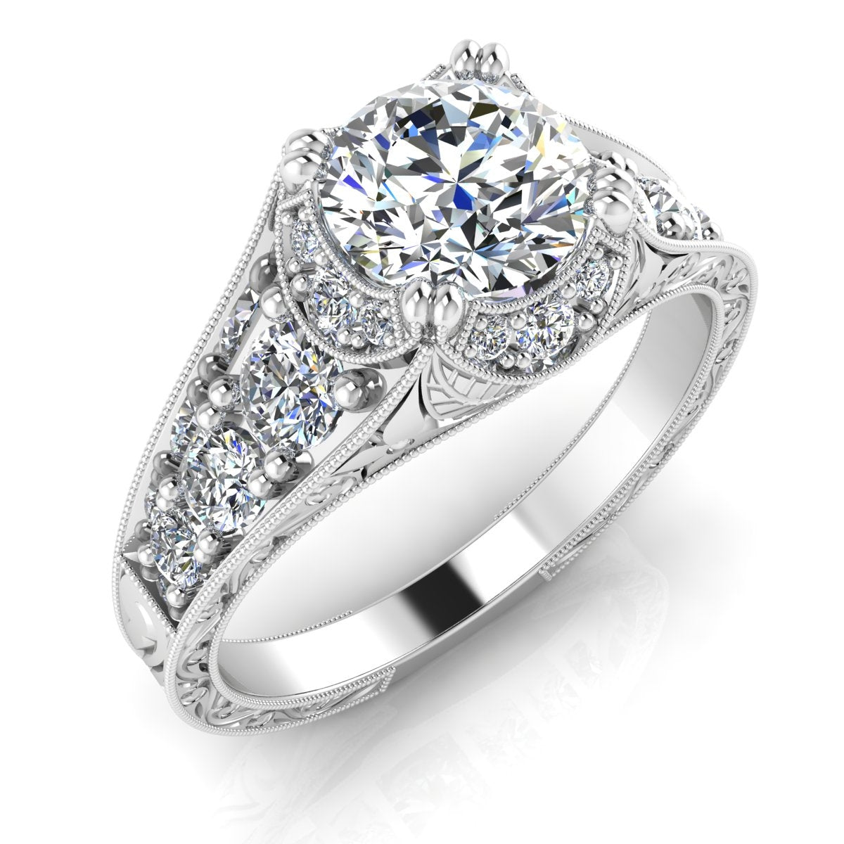 Art Deco Inspired Scalloped Diamond Engagement Ring by Gordon Clark