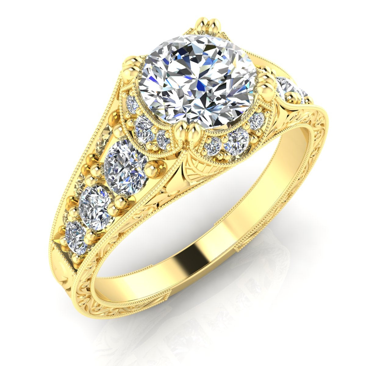 Art Deco Inspired Scalloped Diamond Engagement Ring by Gordon Clark