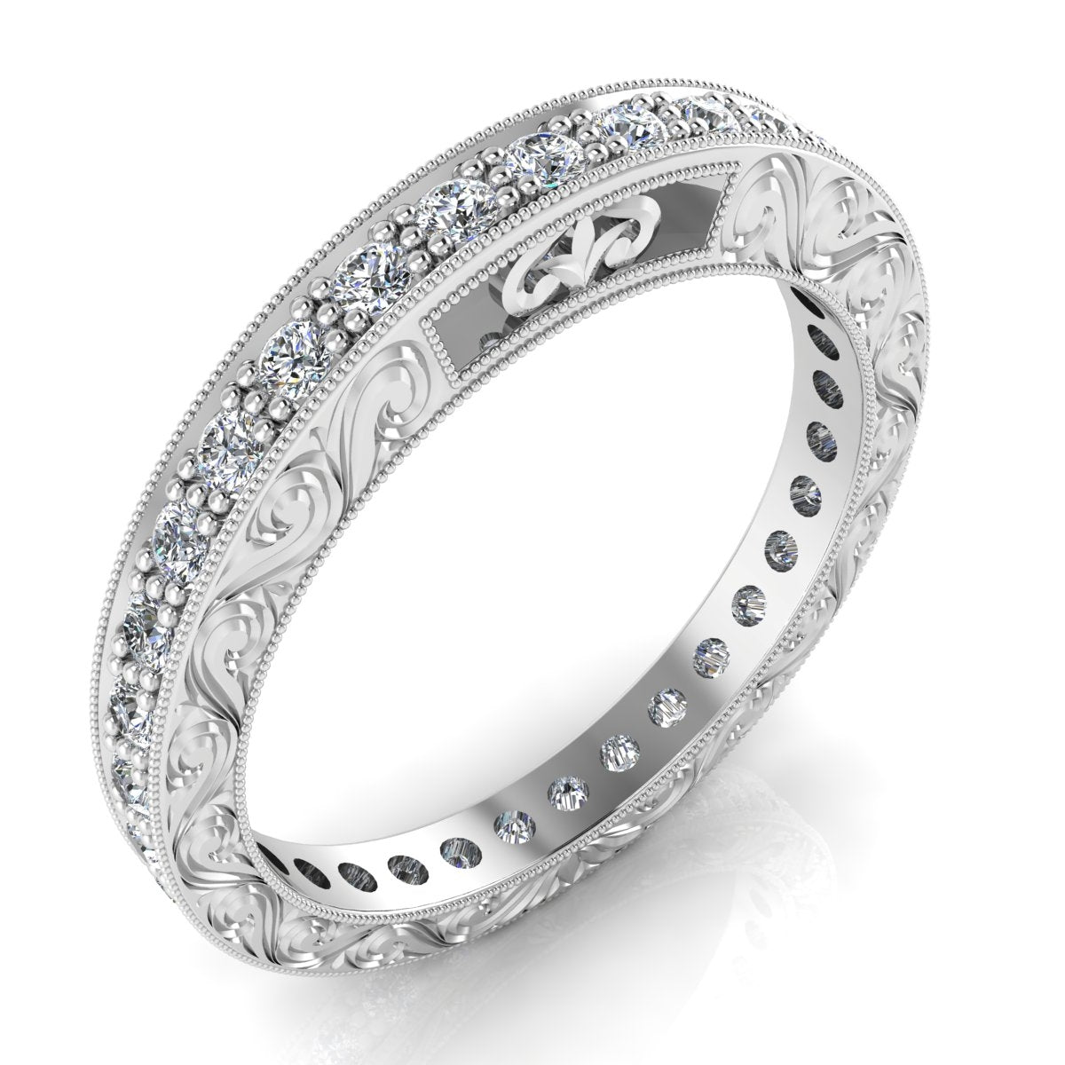 Gordon Clark Engraved Pave Set Diamond Eternity Band by Jolie Designs