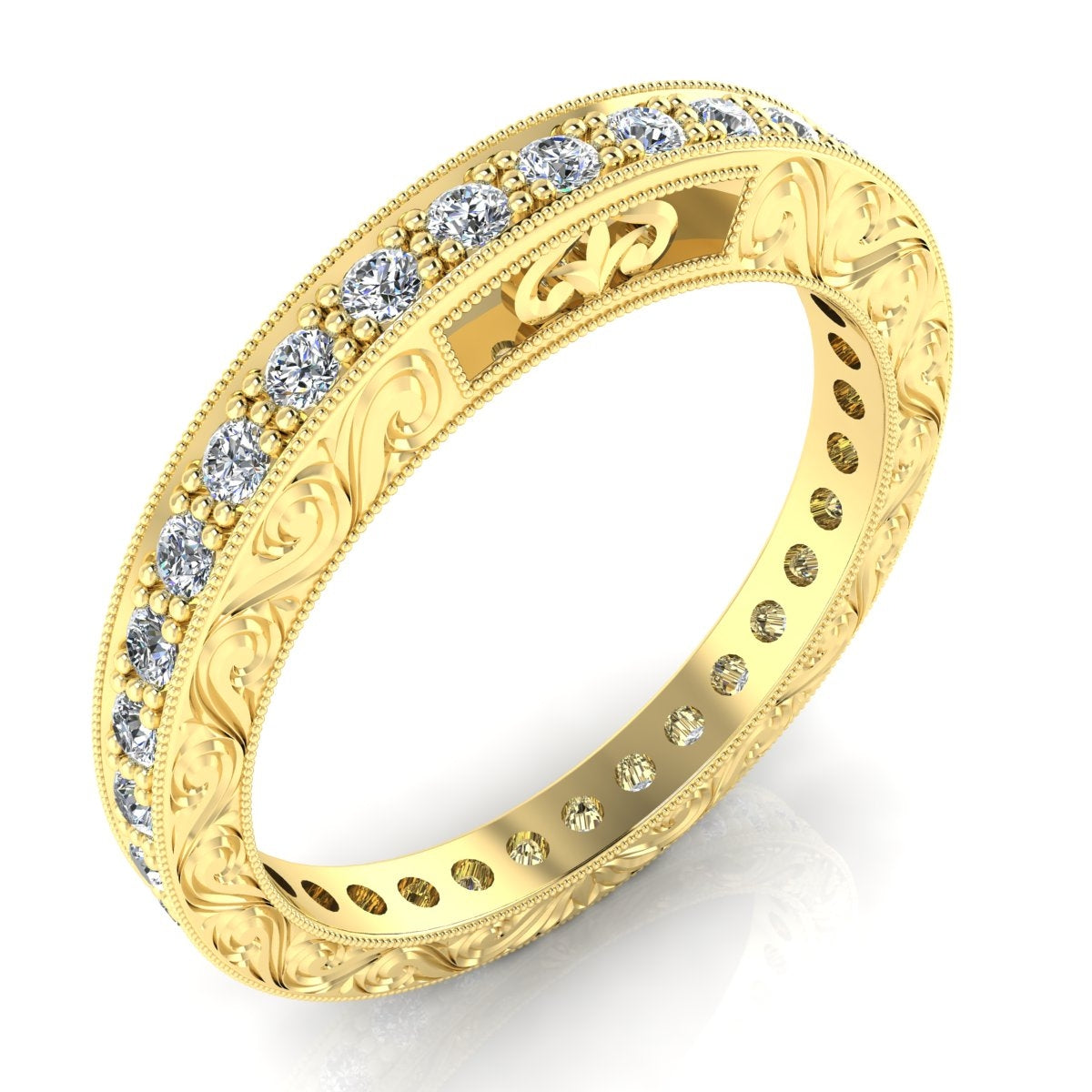 Gordon Clark Engraved Pave Set Diamond Eternity Band by Jolie Designs