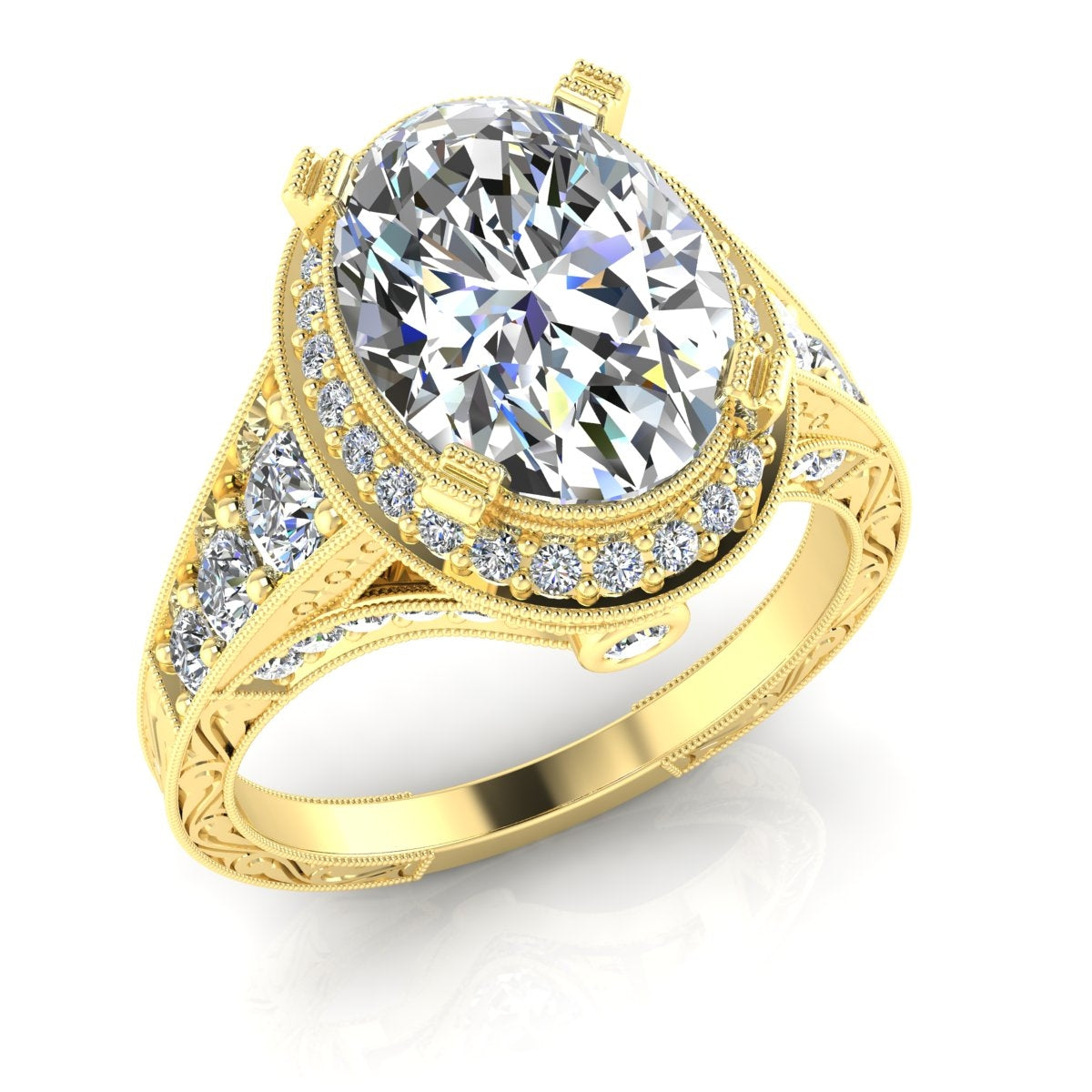 Antique Classic Oval Diamond Halo Engagement Ring by Jolie Designs