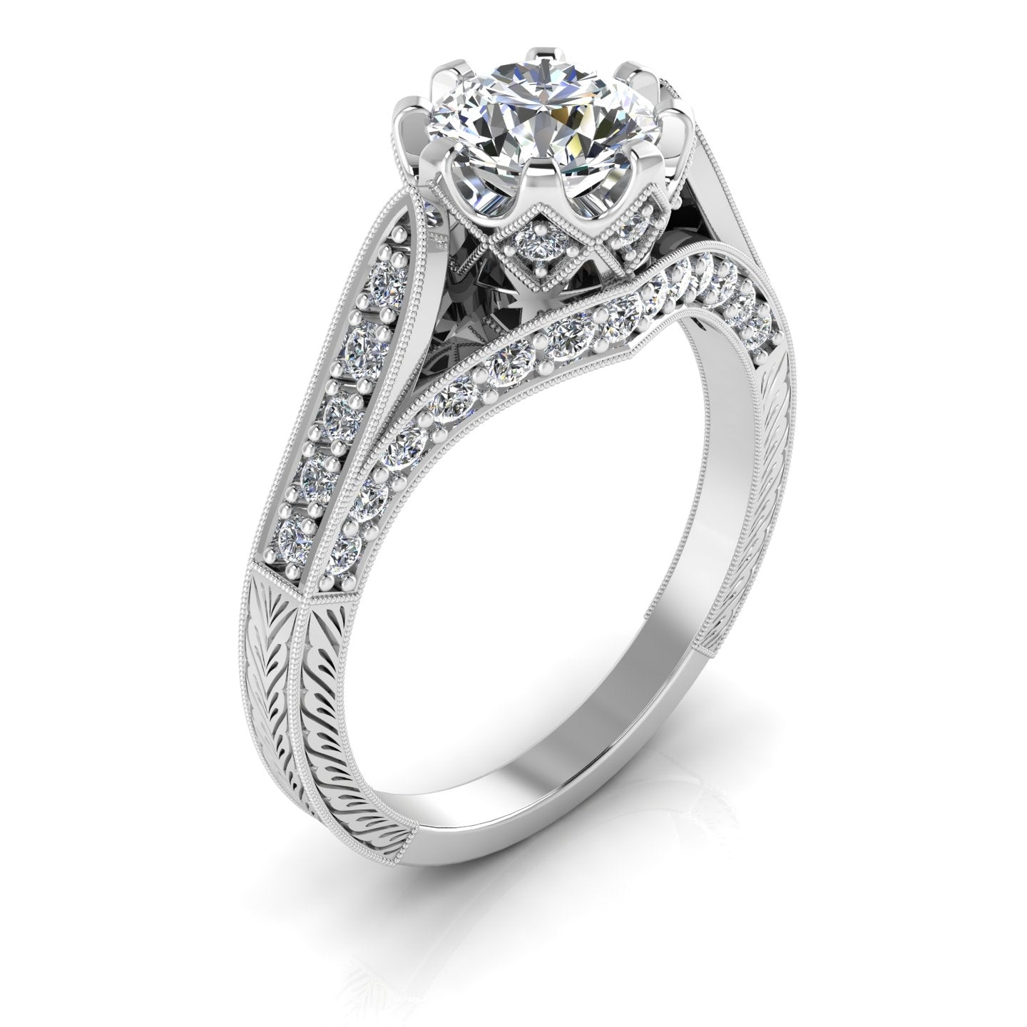 Classic Crown Vintage Petite Diamond Engagement Ring by Jolie Designs