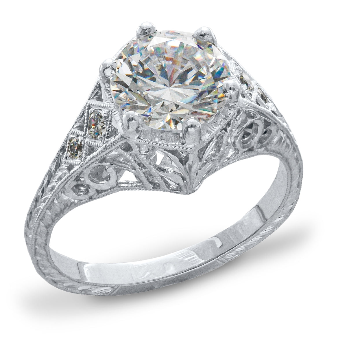Gordon Clark 8mm Vintage Inspired Diamond Engagement Ring by Jolie Designs