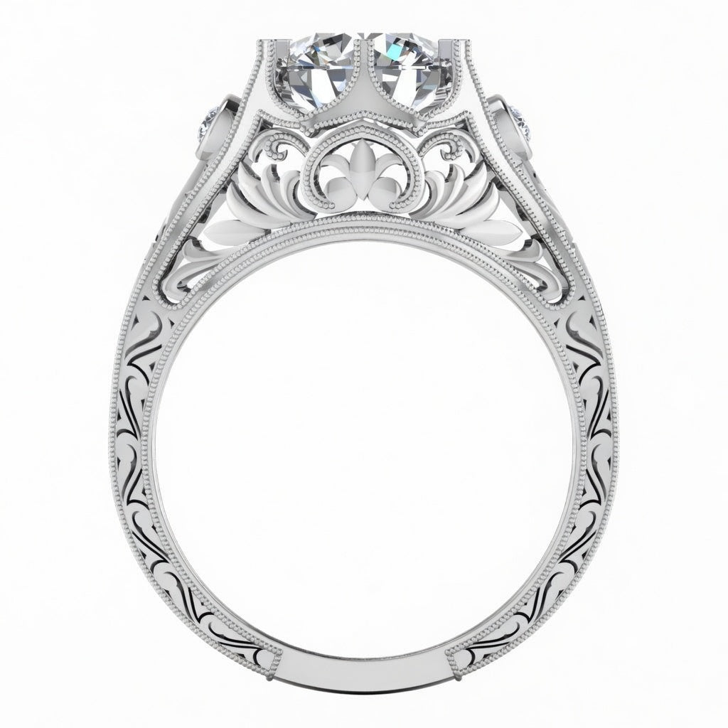 Gordon Clark Classic Filagree Diamond Engagement Ring by Jolie Designs