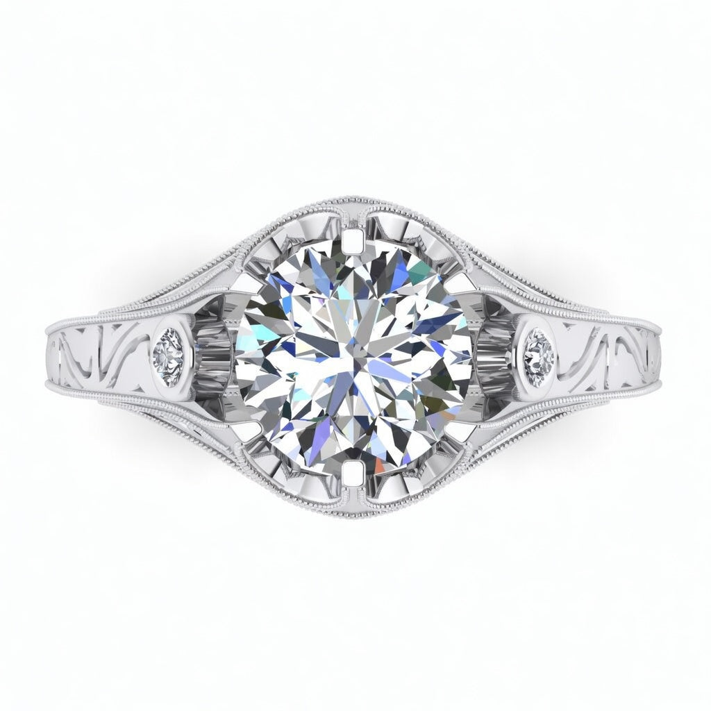 Gordon Clark Classic Filagree Diamond Engagement Ring by Jolie Designs