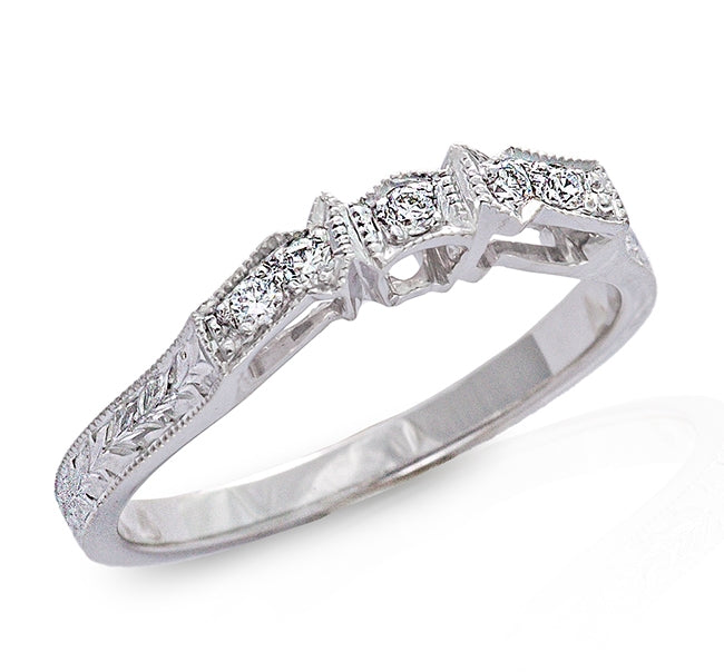 Antique Inspired Diamond Guard Band for Semi-Mount by Jolie Designs