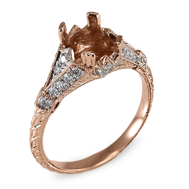 Gordon Clark Antique Inspired Engraved Diamond Engagement Ring by Jolie Designs