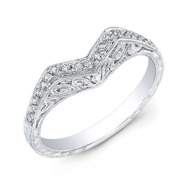 Antique Inspired Diamond Guard Band with Mill Graining by Jolie Designs
